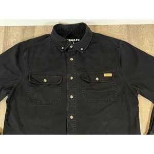 Stanley Men's Size Large Thick Cotton Black Work Shirt Long Sleeve Button Down